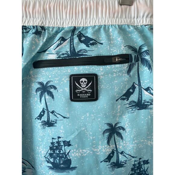 Haggard Pirate Light Blue Paradise Volleyball Shorts Men’s Size 34 - Picture 4 of 6